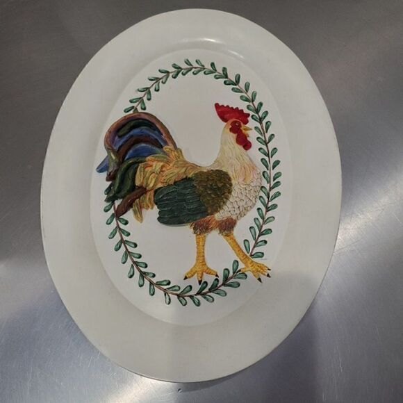 Rooster Chicken 3D Oval Wall Plate Rustic Multicol - Picture 1 of 5